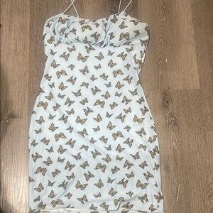 Butterfly Print Spaghetti Strap Dress